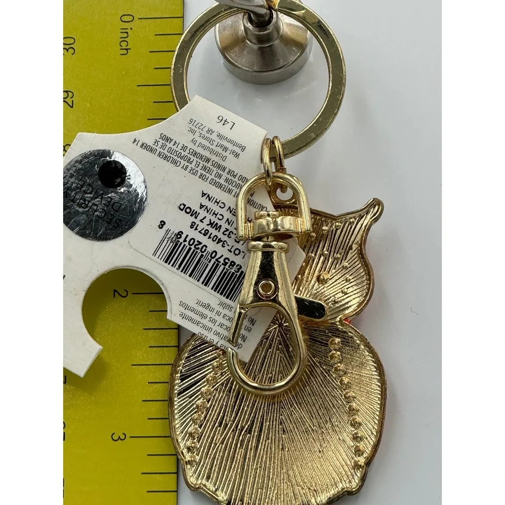 Orange Red Enamel Owl Keychain Gold Tone Rhinestone Eye‎ Bag Charm